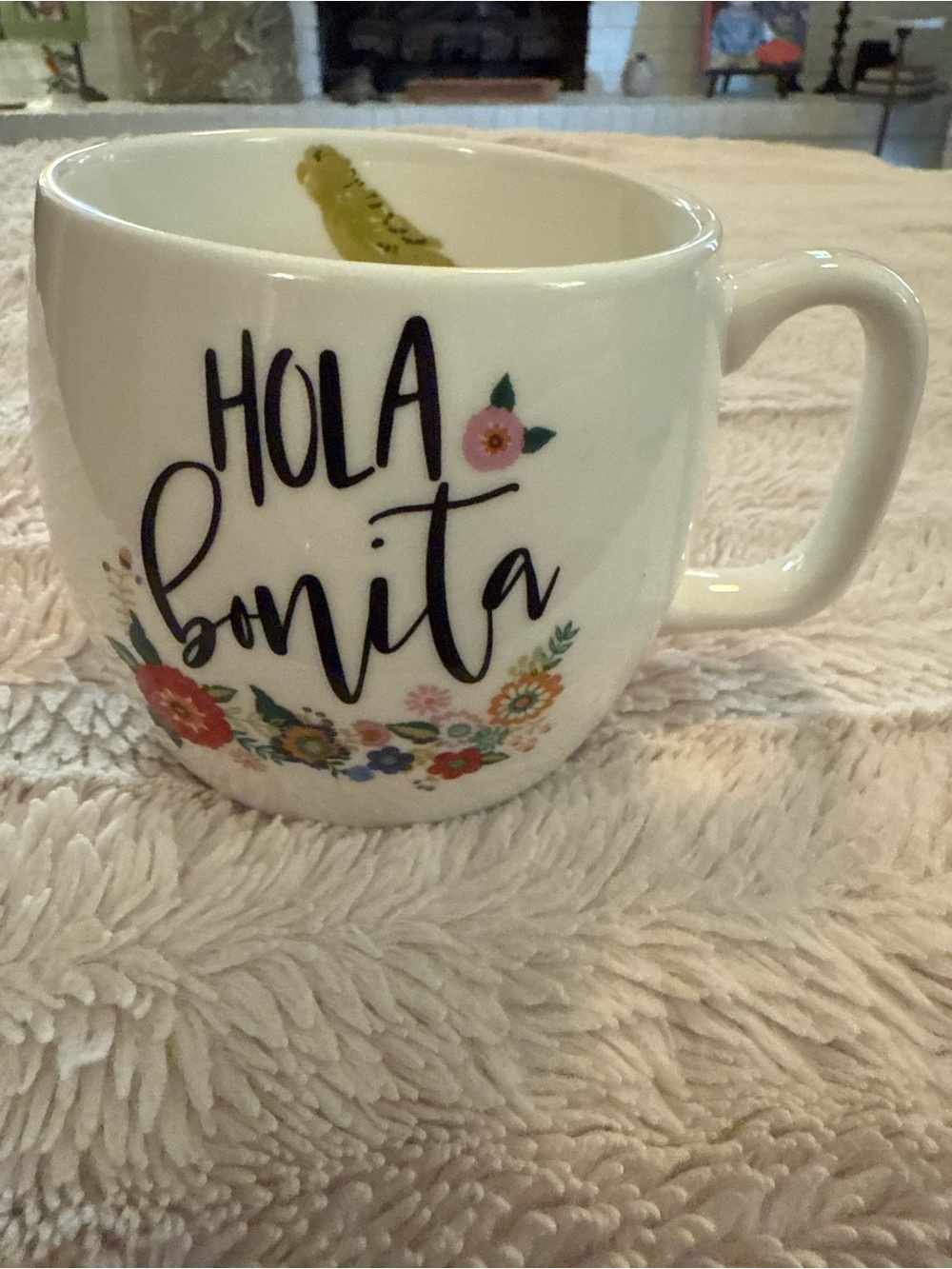 Opalhouse White Floral "Hola Bonita" Ceramic Mug